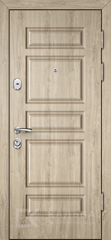 Фото «Стальная дверь светлый дуб с тёмной резной панелью №389»