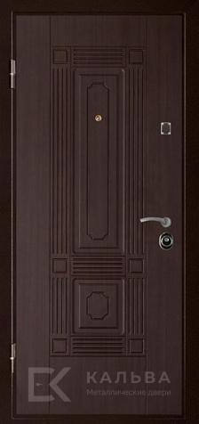 Фото №2 «Входная дверь темный шоколад с ровным металлом и панелью неоклассика №28»
