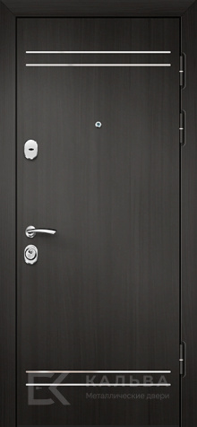 Фото «Металлическая дверь графит с горизонтальными вставками и серым МДФ №387»