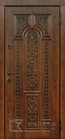 Фото «Стальная дверь коньяк резной декор бордо для частного дома №146»